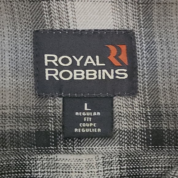 Royal Robbins Long Sleeve Stretch Plaid Shirt – Men's Size L – Gray – Excellent - Picture 10 of 14